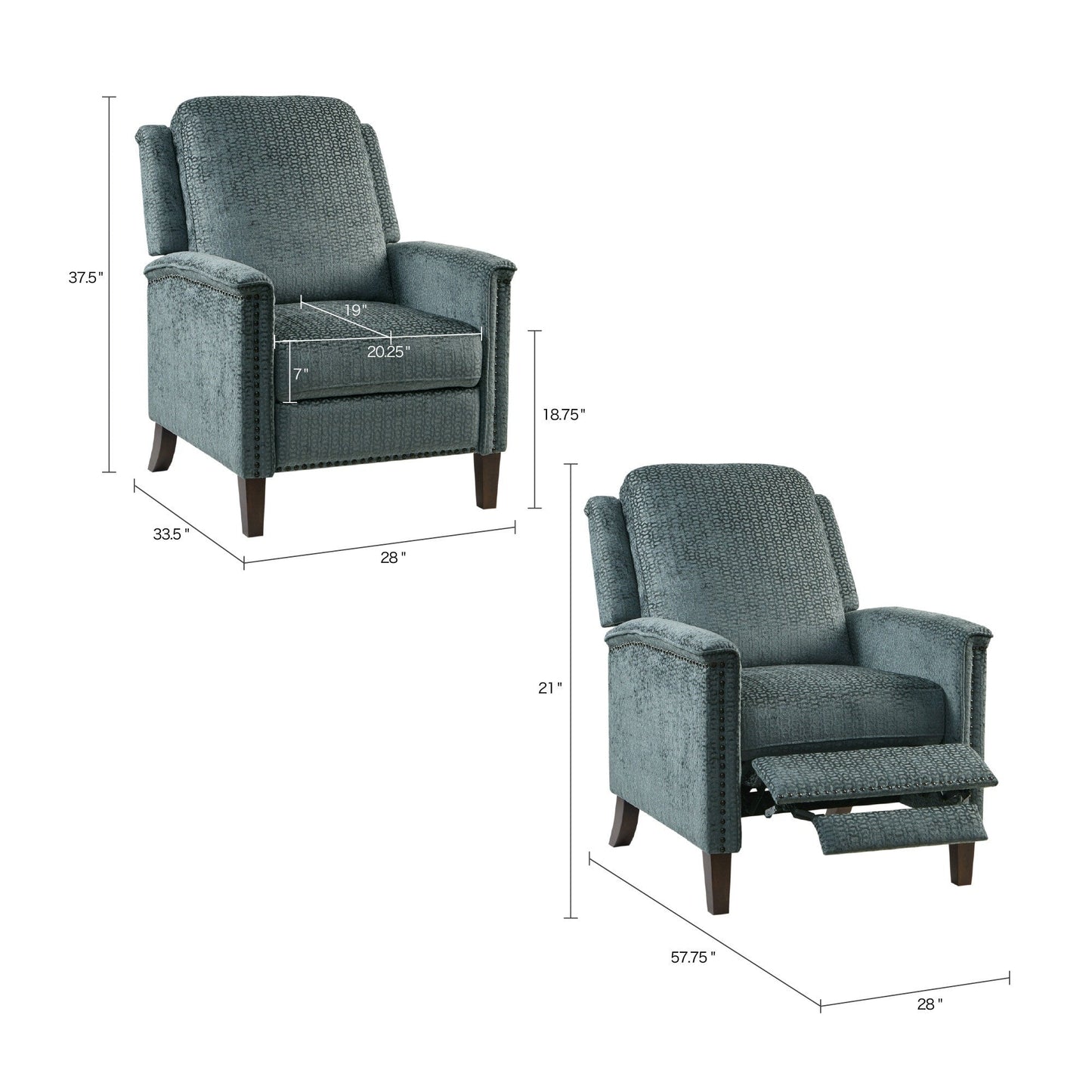 Fauteuil inclinable à dossier rabattable Cecile Blue de Madison Park