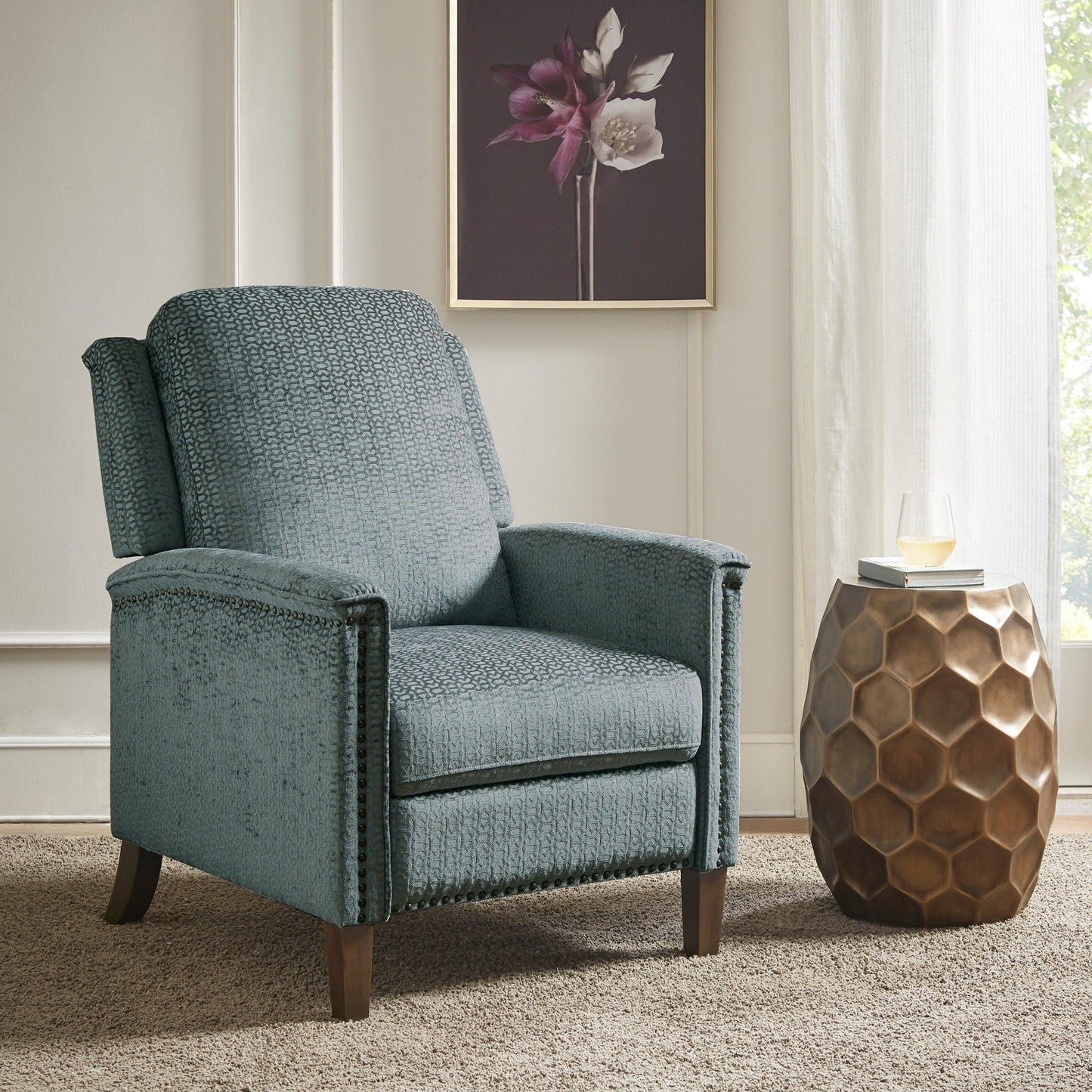 Fauteuil inclinable à dossier rabattable Cecile Blue de Madison Park
