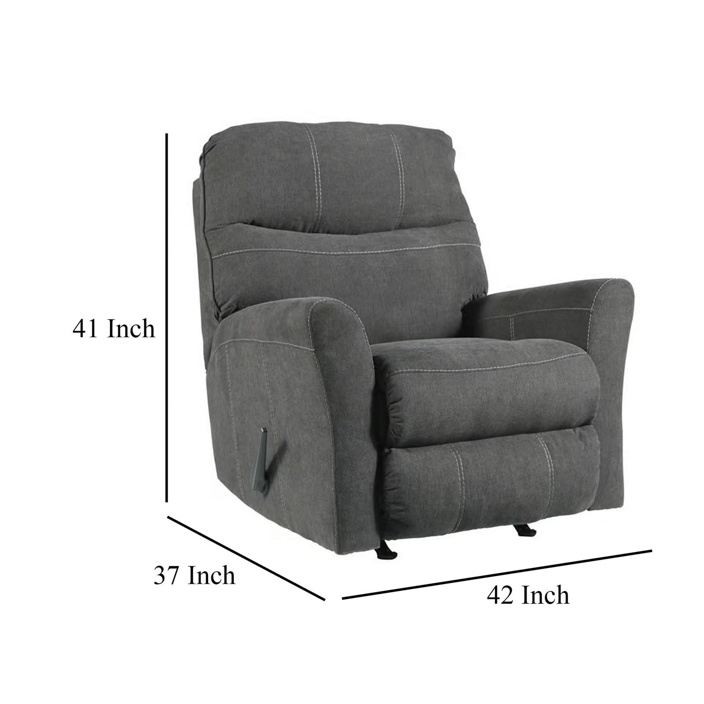 Fauteuil inclinable à bascule manuel Maine, gris anthracite, polyester et nylon