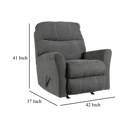 Fauteuil inclinable à bascule manuel Maine, gris anthracite, polyester et nylon