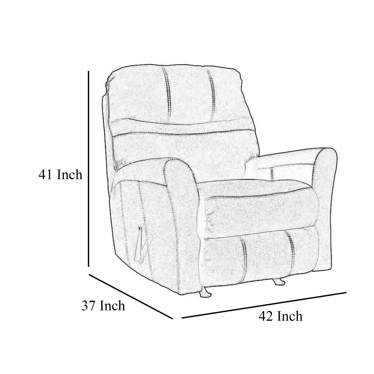 Fauteuil inclinable à bascule manuel Maine, polyester et nylon brun noyer