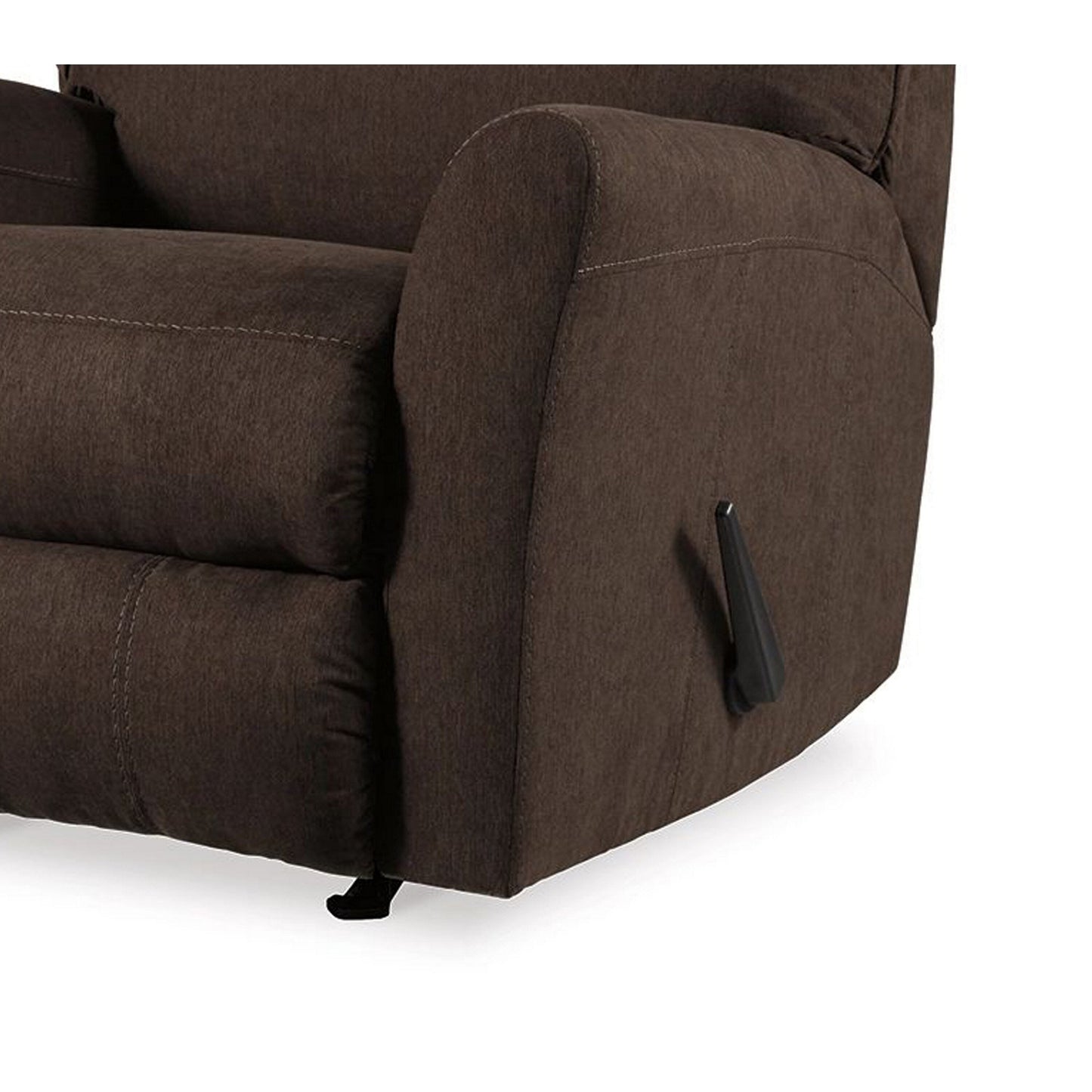 Fauteuil inclinable à bascule manuel Maine, polyester et nylon brun noyer