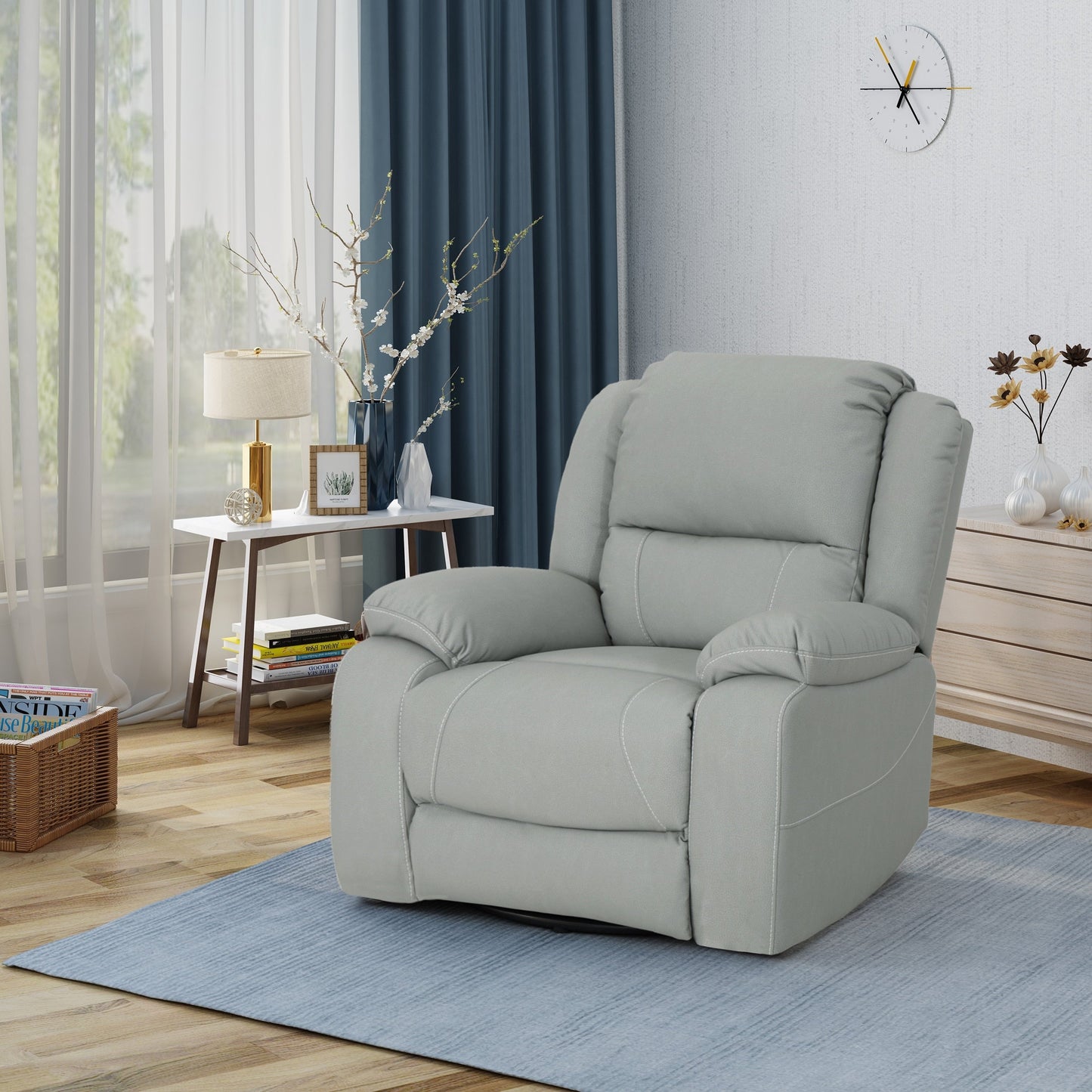 Fauteuil inclinable pivotant en similicuir capitonné Malic par Christopher Knight Home