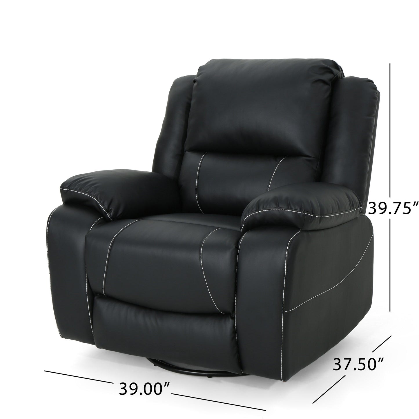 Fauteuil inclinable pivotant en similicuir capitonné Malic par Christopher Knight Home