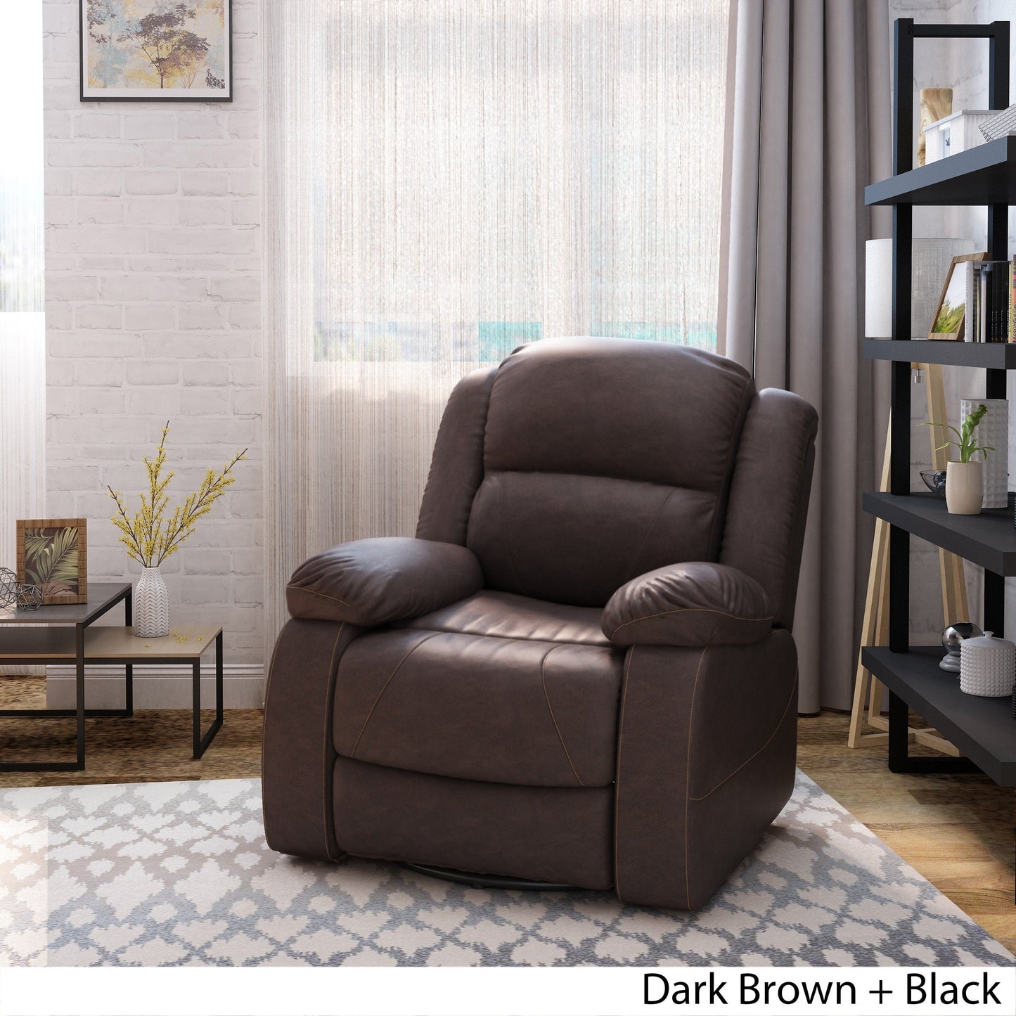 Fauteuil inclinable pivotant en similicuir capitonné Malic par Christopher Knight Home