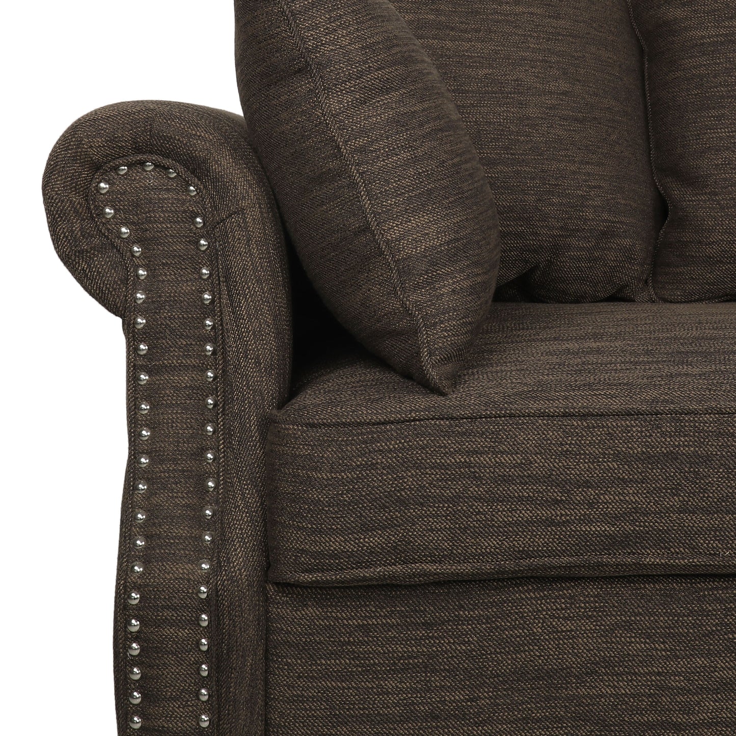 Canapé 3 places Manbow en tissu avec coussin et bordure cloutée par Christopher Knight Home