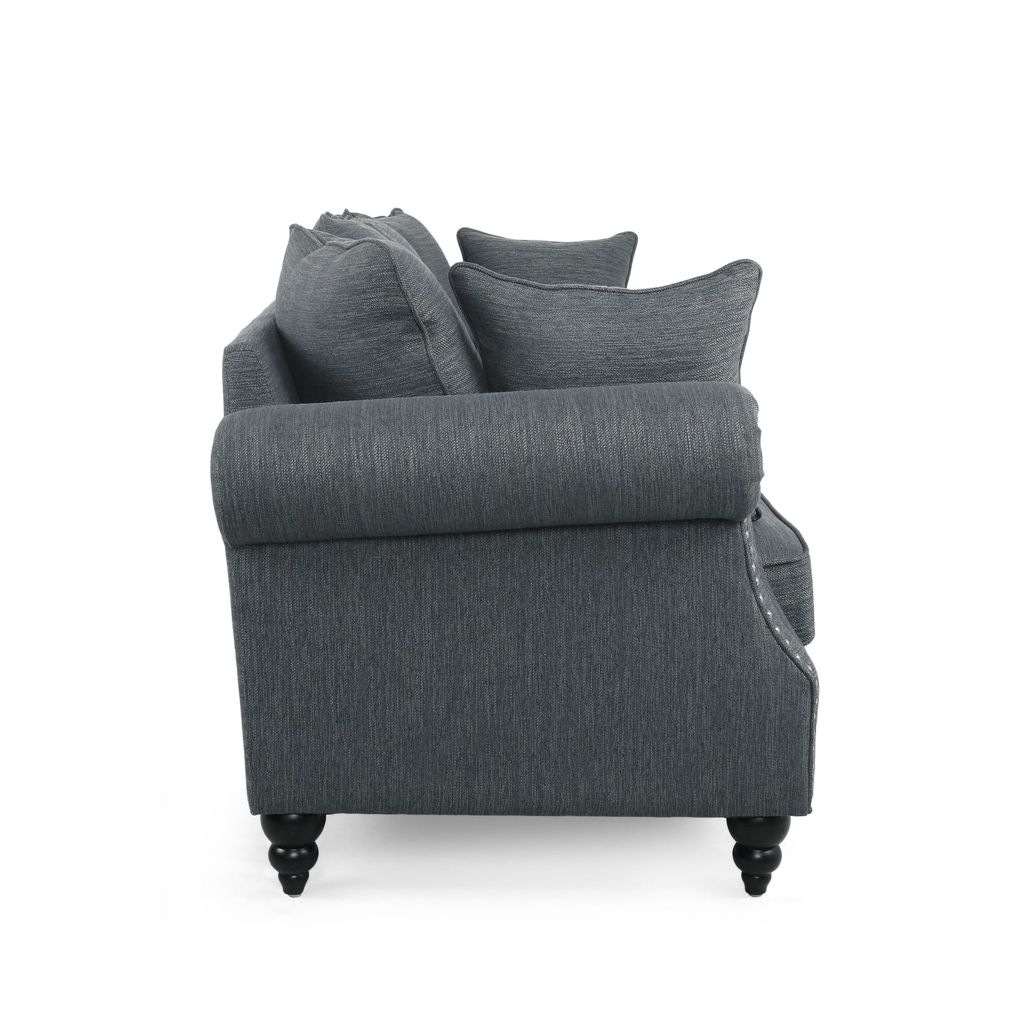 Canapé 3 places Manbow en tissu avec coussin et bordure cloutée par Christopher Knight Home