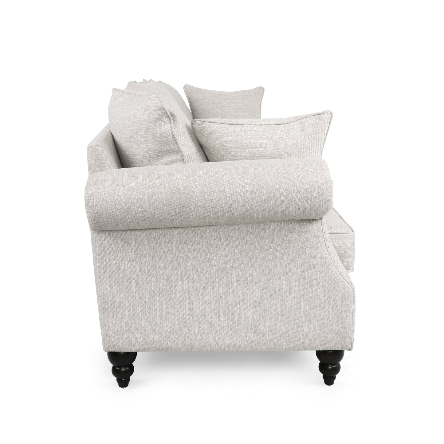 Canapé 3 places Manbow en tissu avec coussin et bordure cloutée par Christopher Knight Home