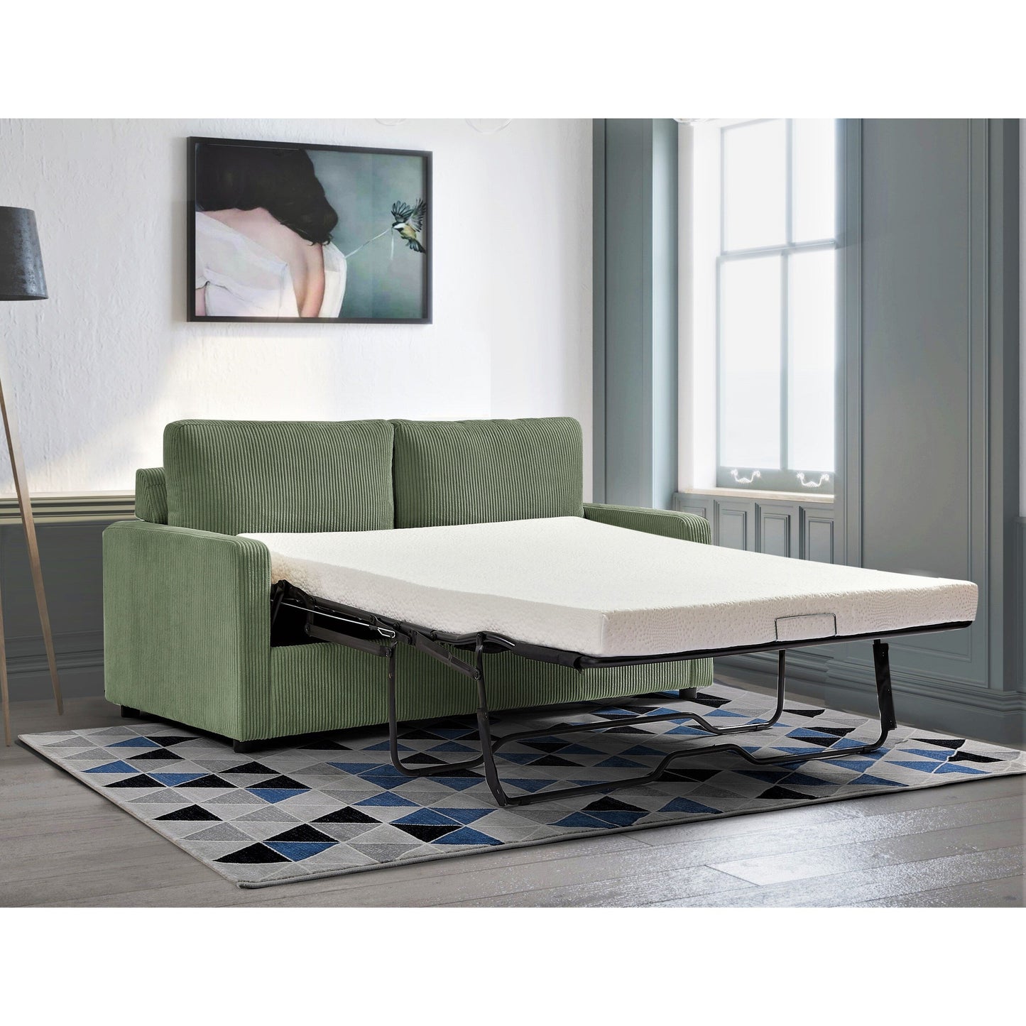 Canapé-lit Manchester en velours côtelé polyester 70 pouces avec accoudoirs carrés