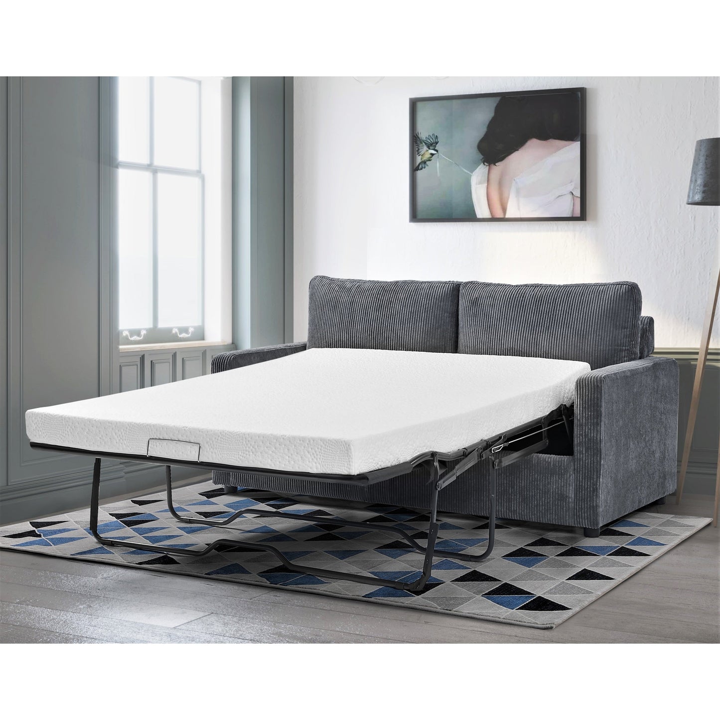 Canapé-lit Manchester en velours côtelé polyester 70 pouces avec accoudoirs carrés