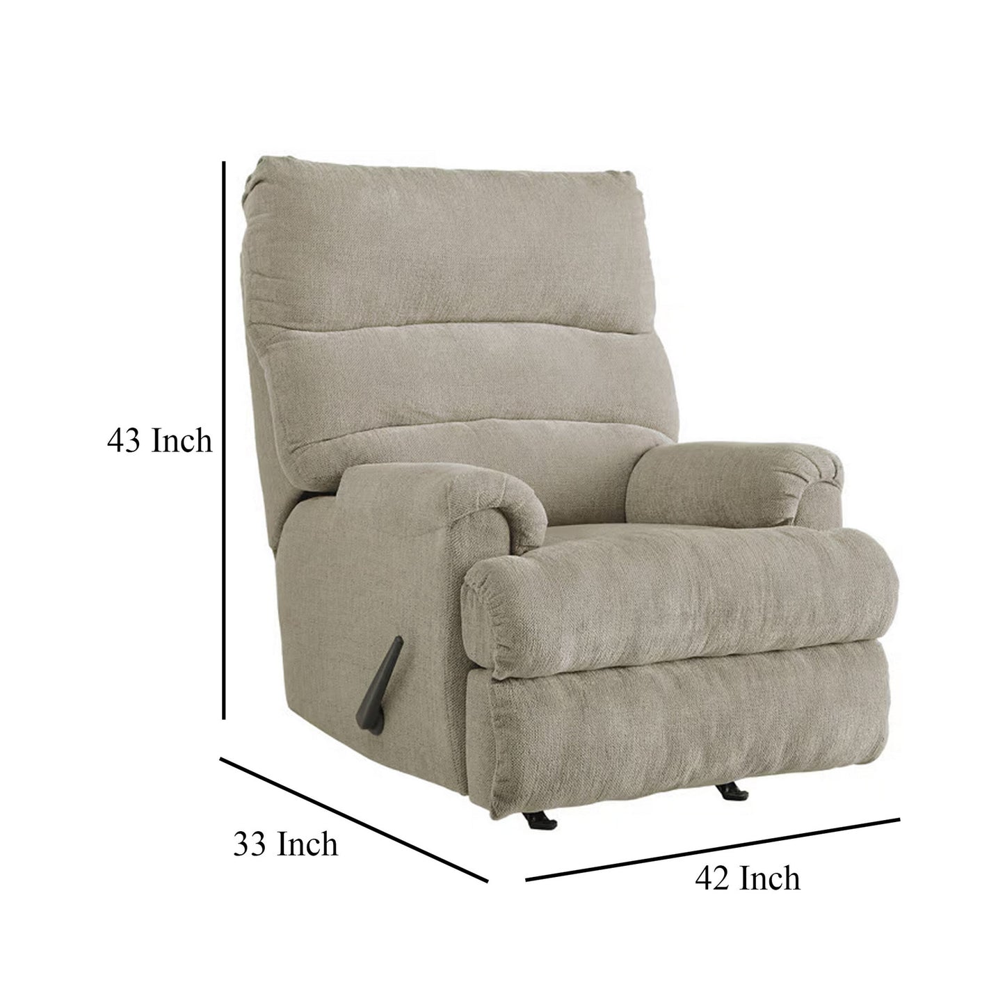 Fauteuil inclinable à bascule manuel Mansi, tissu polyester tissé tweed gris crépuscule