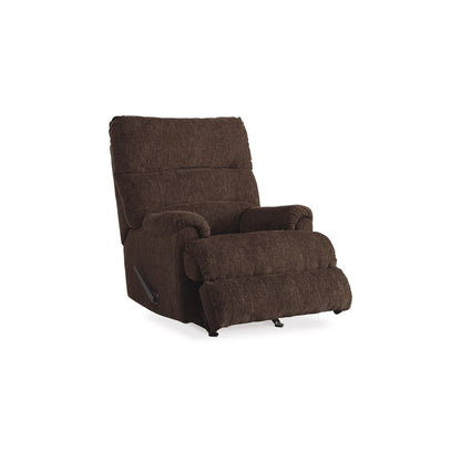 Fauteuil inclinable à bascule manuel Mansi, tissu polyester tissé tweed brun terre