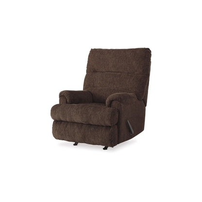 Fauteuil inclinable à bascule manuel Mansi, tissu polyester tissé tweed brun terre