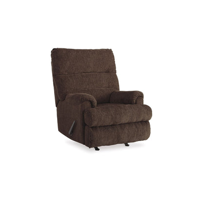 Fauteuil inclinable à bascule manuel Mansi, tissu polyester tissé tweed brun terre