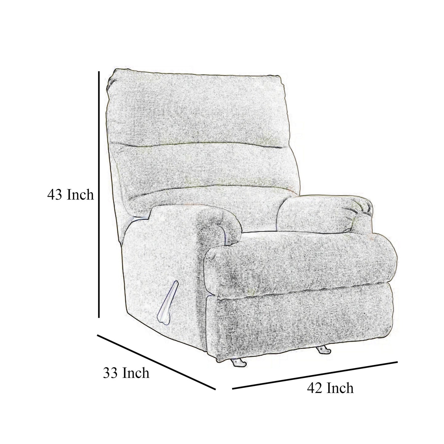 Fauteuil inclinable à bascule manuel Mansi, tissu polyester tissé tweed brun terre