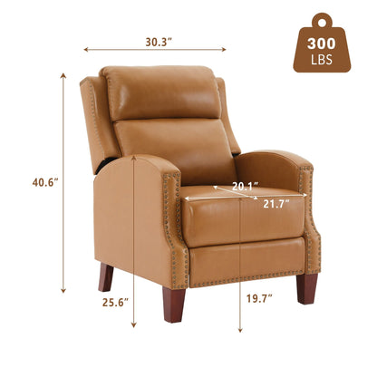 Fauteuil inclinable en cuir véritable avec dossier multi-angles et pieds en bois massif