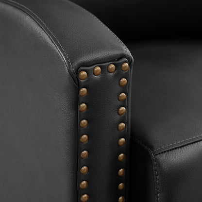 Fauteuil inclinable en cuir véritable avec dossier multi-angles et pieds en bois massif