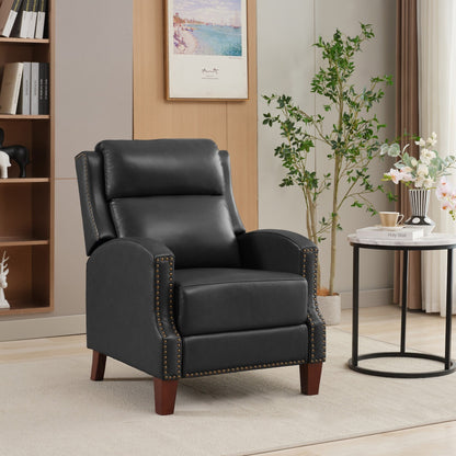 Fauteuil inclinable en cuir véritable avec dossier multi-angles et pieds en bois massif