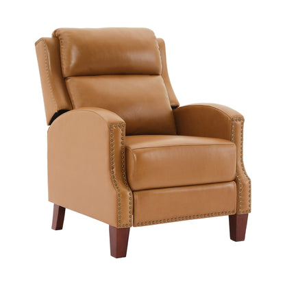 Fauteuil inclinable en cuir véritable avec dossier multi-angles et pieds en bois massif