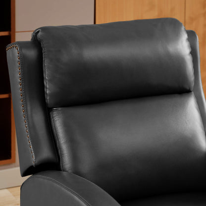 Fauteuil inclinable en cuir véritable avec dossier multi-angles et pieds en bois massif