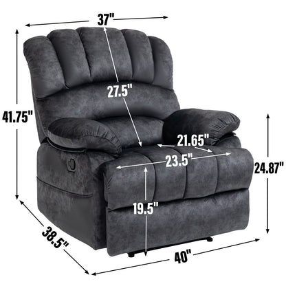 Fauteuil inclinable manuel en tissu pour salon – Fauteuil de salon confortable, design classique, structure robuste