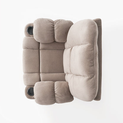 Fauteuil inclinable manuel en tissu avec deux porte-gobelets et rembourrage épais
