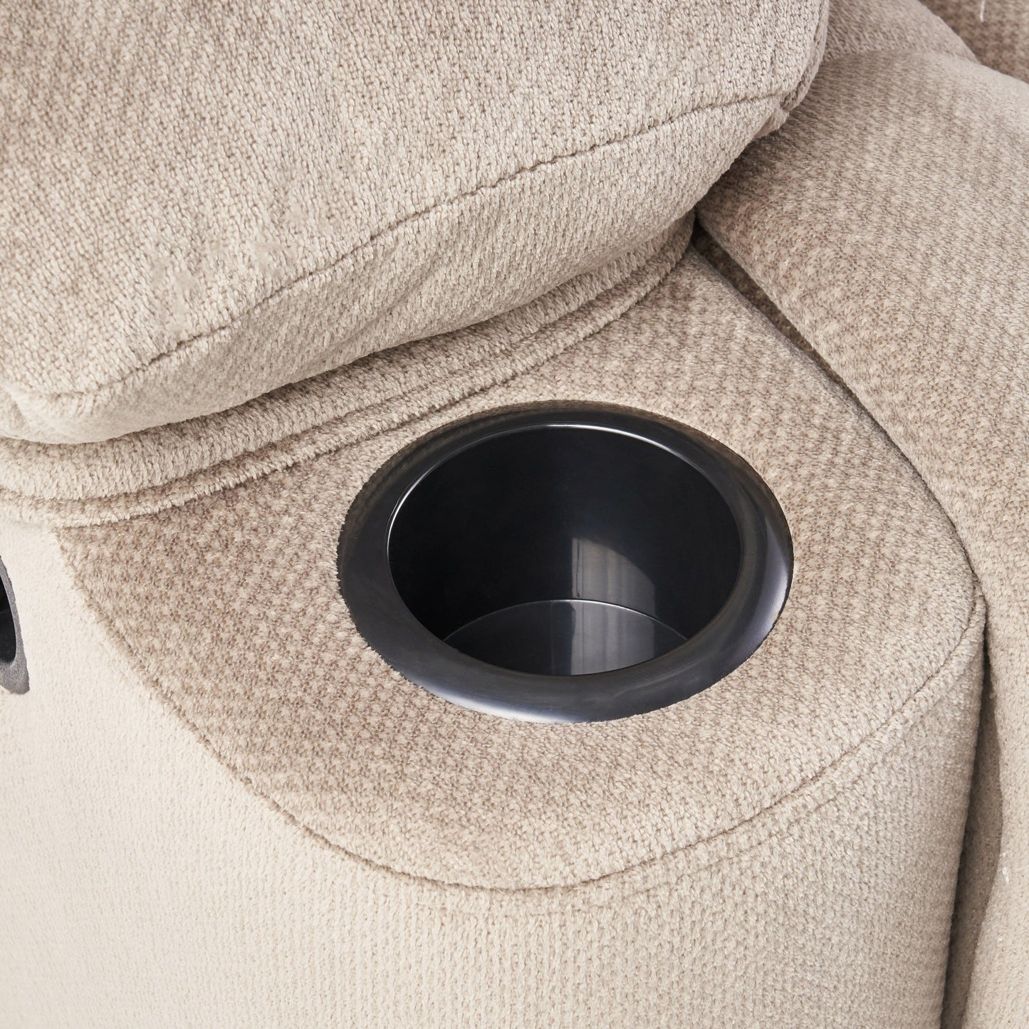 Fauteuil inclinable manuel en tissu avec deux porte-gobelets et rembourrage épais