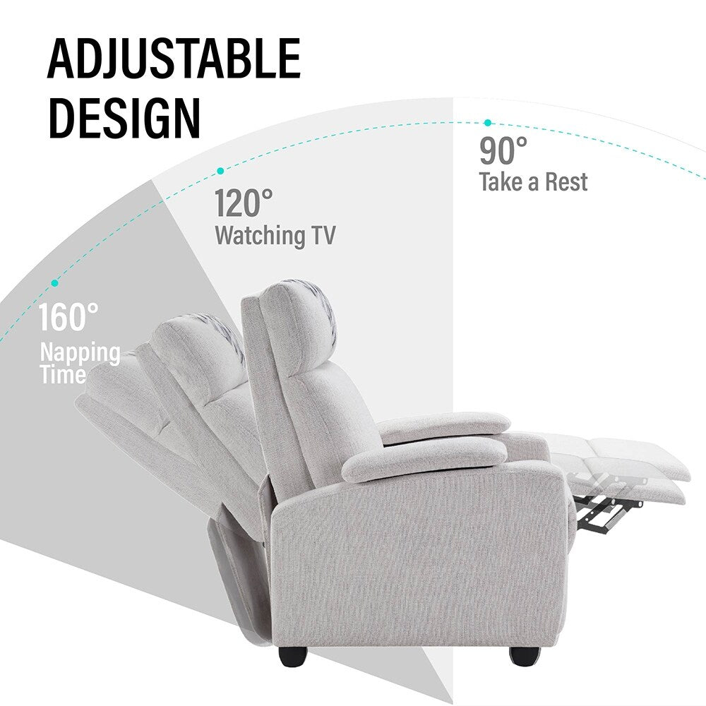 Fauteuil inclinable manuel au design classique avec accoudoirs et dossier en peluche, pour salon