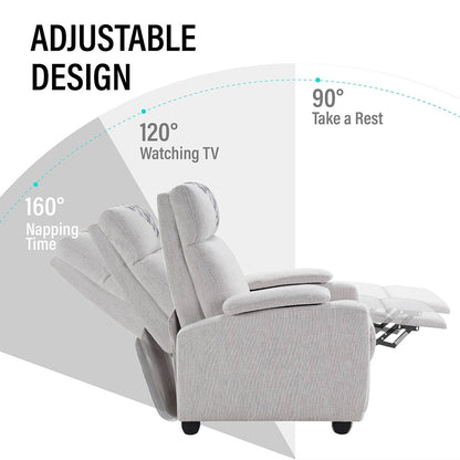 Fauteuil inclinable manuel au design classique avec accoudoirs et dossier en peluche, pour salon