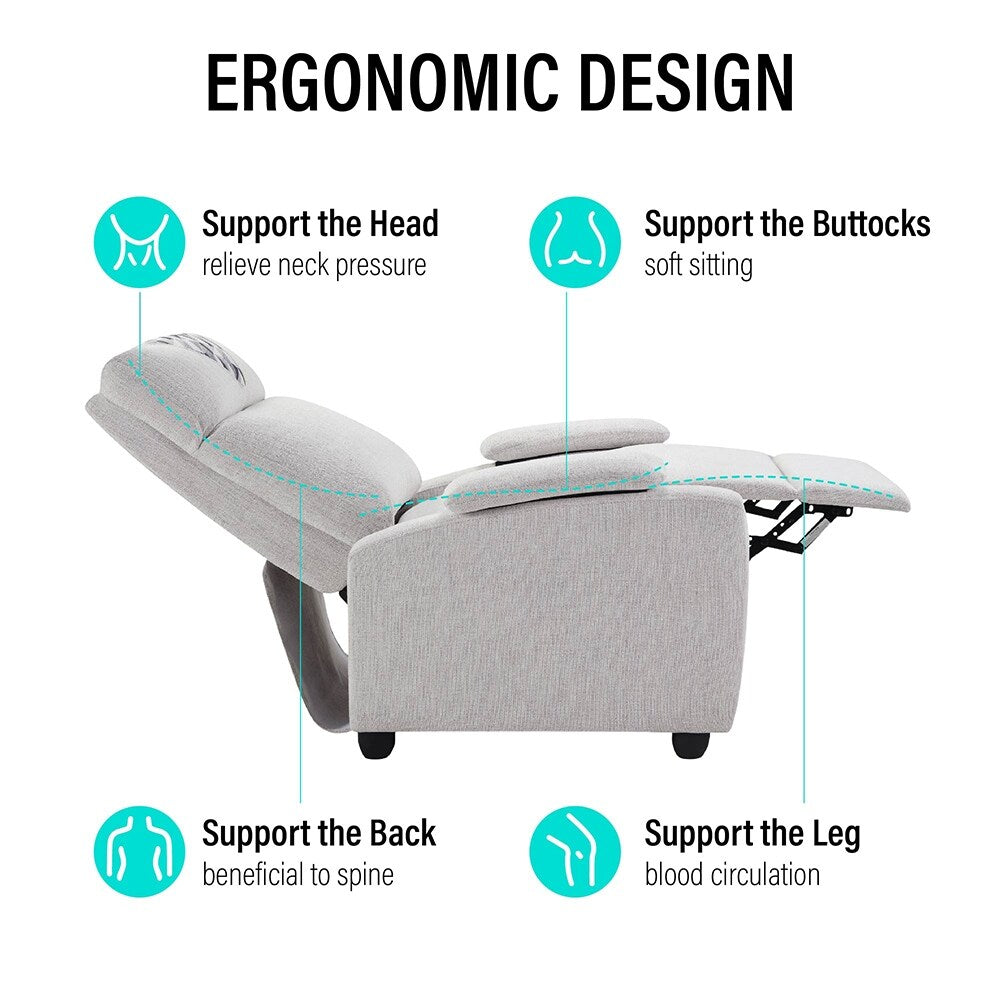 Fauteuil inclinable manuel au design classique avec accoudoirs et dossier en peluche, pour salon