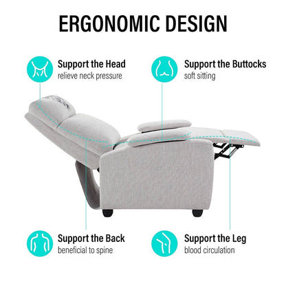Fauteuil inclinable manuel au design classique avec accoudoirs et dossier en peluche, pour salon