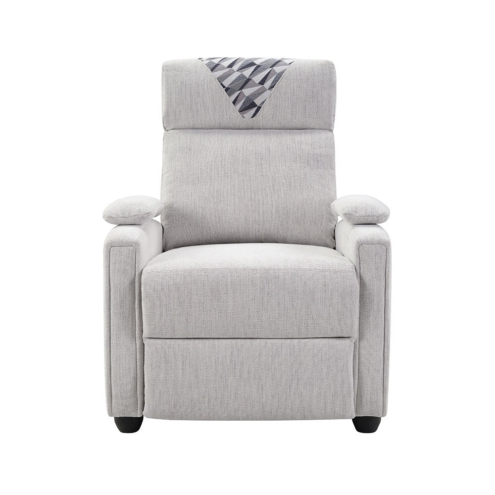 Fauteuil inclinable manuel au design classique avec accoudoirs et dossier en peluche, pour salon