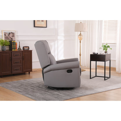 Fauteuil inclinable manuel pivotant en tissu, dossier haut, avec repose-pieds, dossier réglable et garniture cloutée