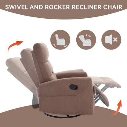 Fauteuil inclinable manuel pour adultes, pivotant à 360°, en tissu, avec accoudoirs carrés et dossier coussiné, pour chambre d'enfant