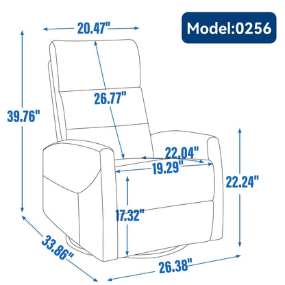 Fauteuil inclinable manuel pour adultes, pivotant à 360°, en tissu, avec accoudoirs carrés et dossier coussiné, pour chambre d'enfant