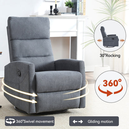 Fauteuil inclinable manuel pour adultes, pivotant à 360°, en tissu, pour chambre d'enfant, avec dossier coussiné.