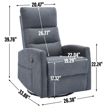 Fauteuil inclinable manuel pour adultes, pivotant à 360°, en tissu, pour chambre d'enfant, avec dossier coussiné.