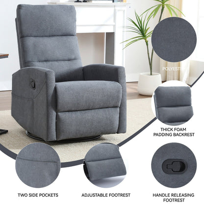 Fauteuil inclinable manuel pour adultes, pivotant à 360°, en tissu, pour chambre d'enfant, avec dossier coussiné.