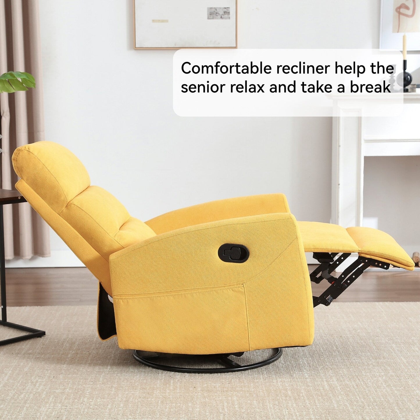 Fauteuil inclinable manuel pour adultes, pivotant à 360°, en tissu, pour chambre d'enfant, avec dossier coussiné.