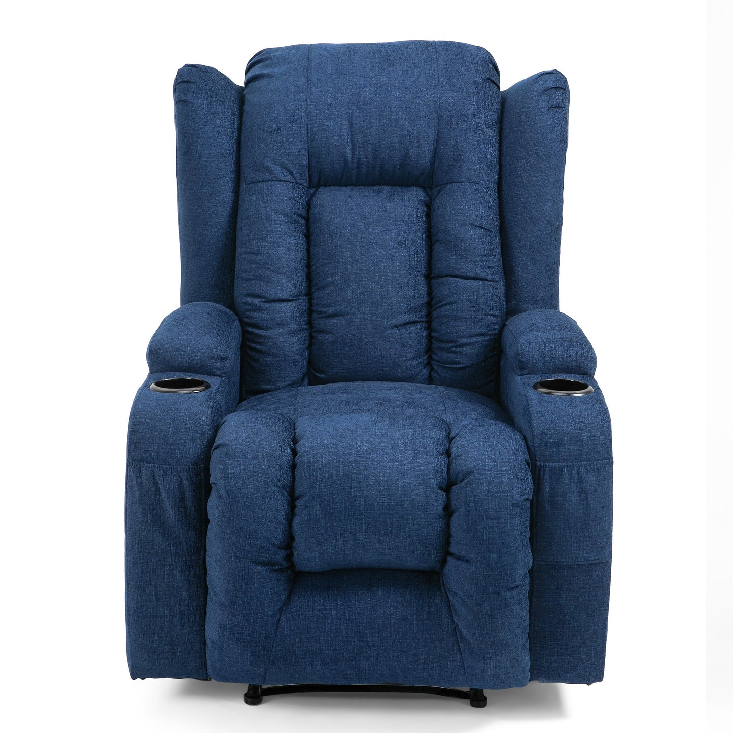 Fauteuil inclinable manuel avec 5 modes de massage, chauffage lombaire, deux porte-gobelets, télécommande et poche de rangement latérale