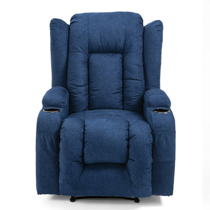 Fauteuil inclinable manuel avec 5 modes de massage, chauffage lombaire, deux porte-gobelets, télécommande et poche de rangement latérale