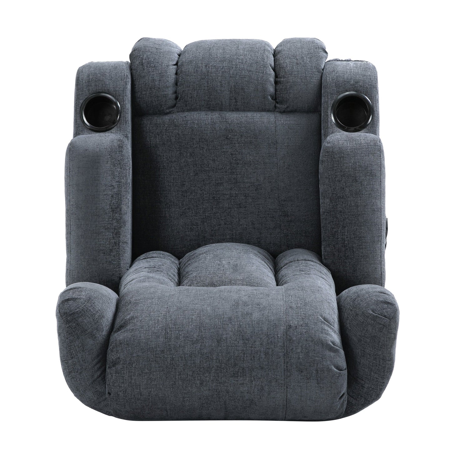 Fauteuil inclinable manuel avec 5 modes de massage, chauffage lombaire, deux porte-gobelets, télécommande et poche de rangement latérale