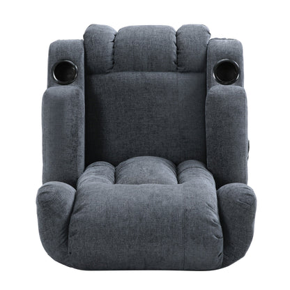 Fauteuil inclinable manuel avec 5 modes de massage, chauffage lombaire, deux porte-gobelets, télécommande et poche de rangement latérale