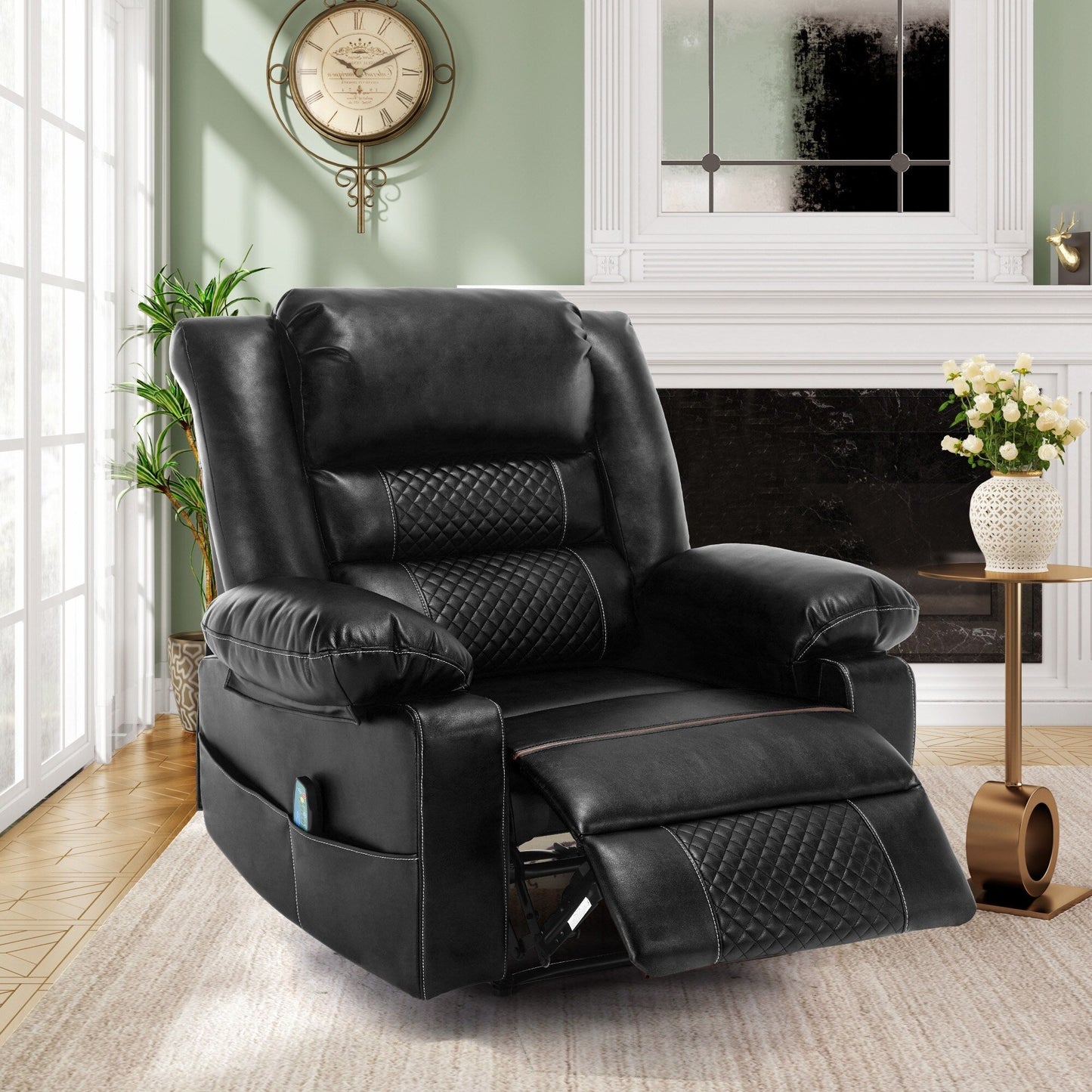Fauteuil inclinable manuel avec massage à 8 points, chauffage lombaire et inclinaison multi-angles