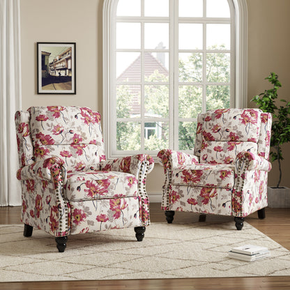 Ensemble de 2 fauteuils inclinables manuels avec garniture cloutée