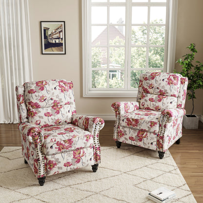 Ensemble de 2 fauteuils inclinables manuels avec garniture cloutée