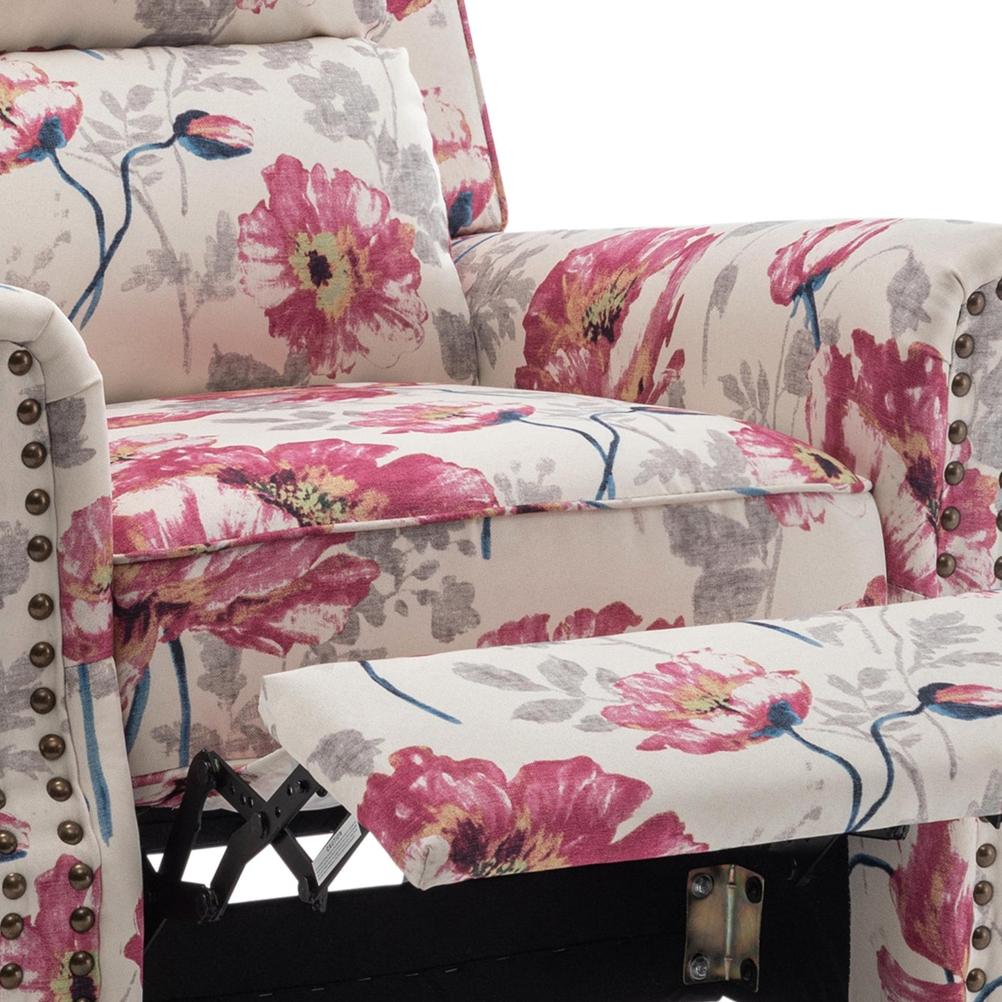 Ensemble de 2 fauteuils inclinables manuels avec garniture cloutée