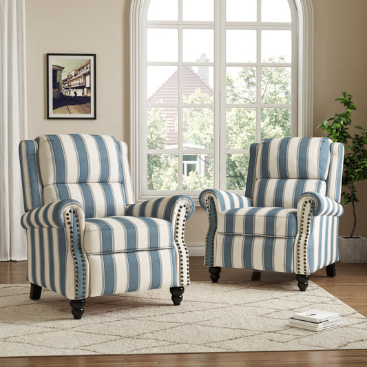 Ensemble de 2 fauteuils inclinables manuels avec garniture cloutée