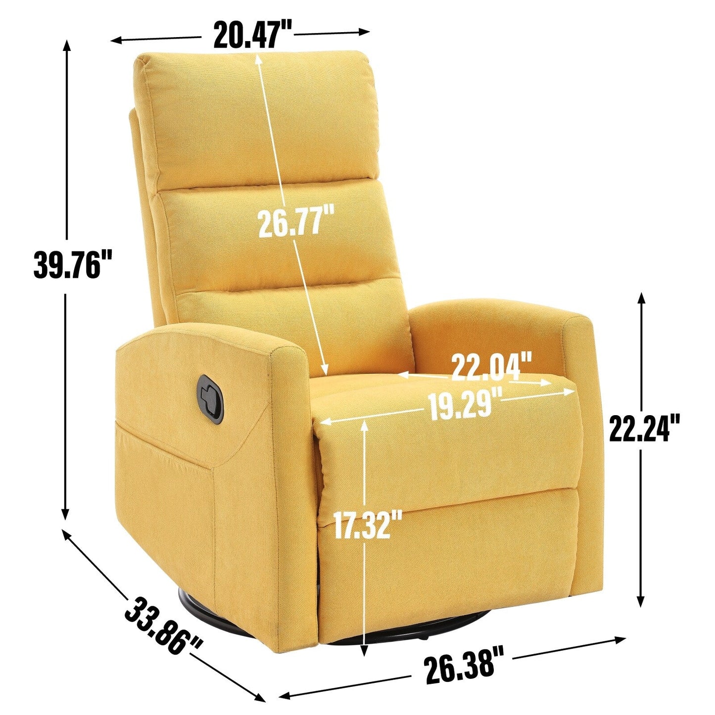 Fauteuil inclinable manuel avec bascule et pivot