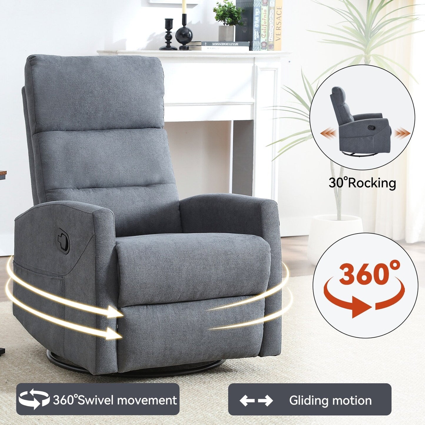 Fauteuil inclinable manuel avec bascule et pivot